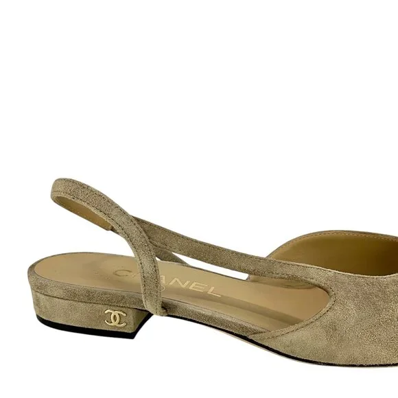 CHANEL Suede Cap Toe CC Slingbacks Size 6.5 - Picture 2 of 7